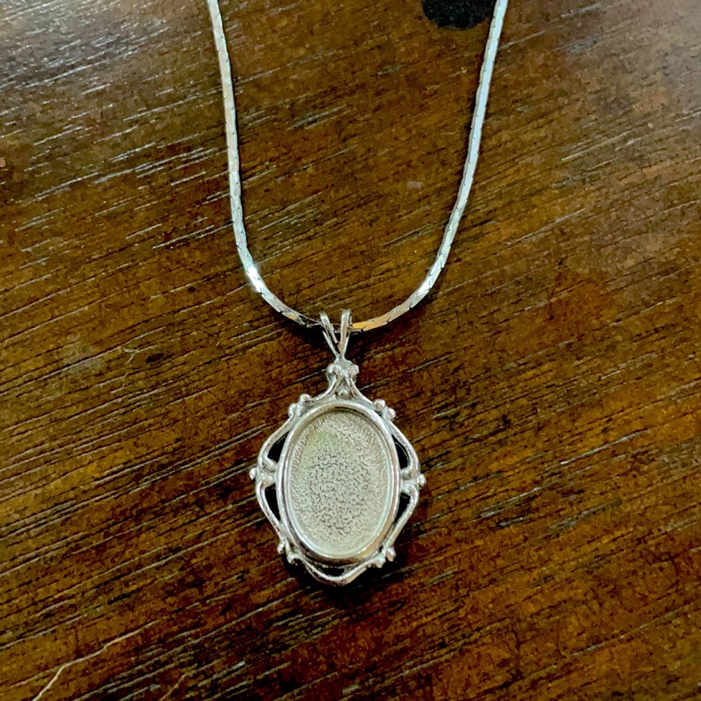 Antique sterling silver picture frame necklace